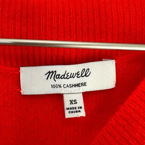 Madewell 100% Cashmere V-Neck Sweater Red Size XS